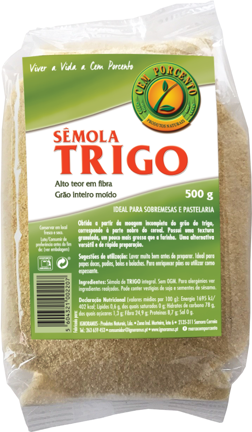 Sêmola De Trigo Integral Resulta Da Moagem Incompleta - Sêmola De Trigo (730x933), Png Download
