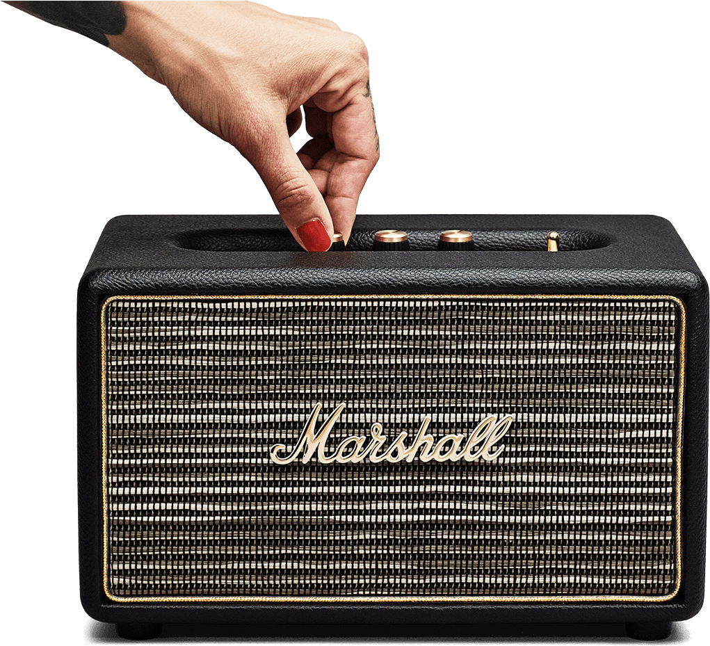 Acton Bluetooth Black - Marshall Acton Speaker - Bluetooth - Black (1800x1100), Png Download