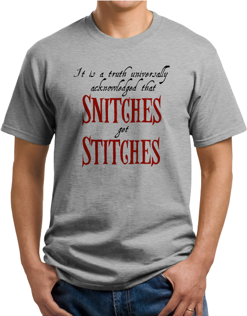 Standard Grey Snitches Get Stitches T-shirt - Shirt (493x619), Png Download
