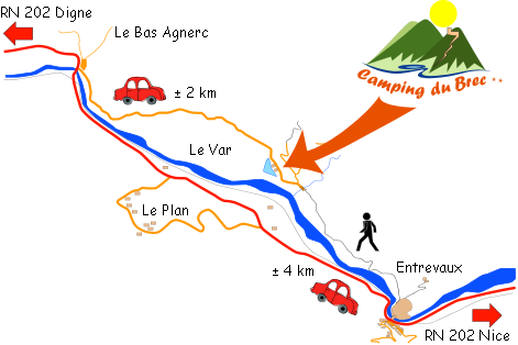 Weg Naar Camping - Camping Du Brec Entrevaux (471x314), Png Download