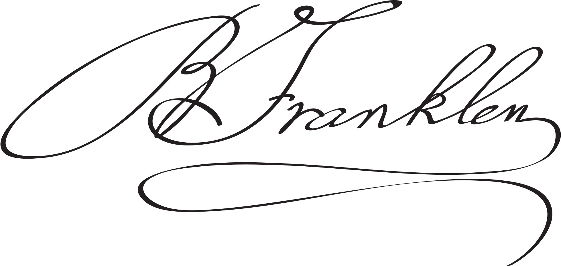 Open - Benjamin Franklin Signature (2000x1017), Png Download