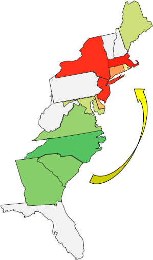 Electricity Costs More In The Northeast, So Offshore - East Side Of Us Map (344x535), Png Download