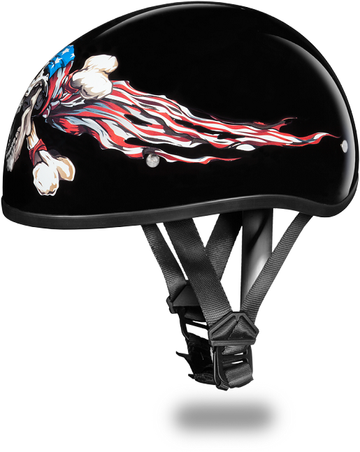 D - O - T - Daytona Skull Cap- W/ Patriot - Dot Motorcycle Half Helmet With Patriot Skull Size (500x500), Png Download