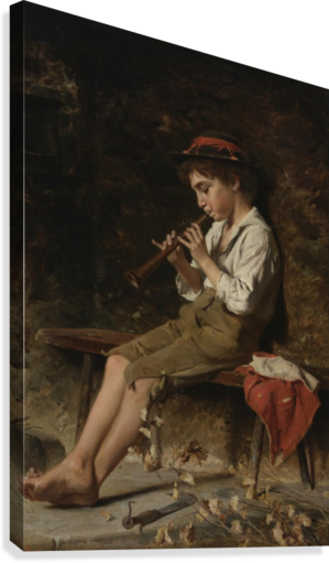 Boy Playing Clarinet Canvas Print - Luigi Bechi (299x511), Png Download