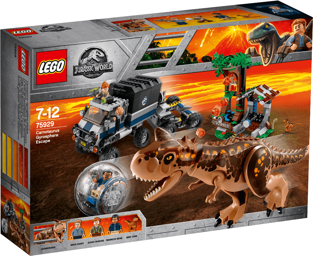 Lego Jurassic World Carnotaurus Gyrosphere Escape - Lego 75929 (1488x838), Png Download