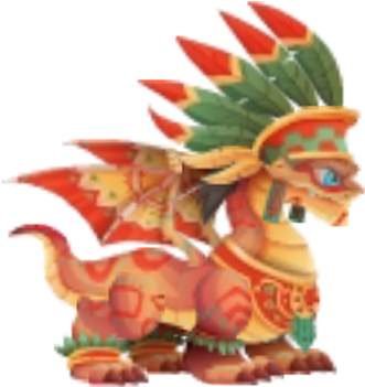 Aztec Warrior Dragon 2 - Dragon City Aztec Warrior Dragon (344x350), Png Download