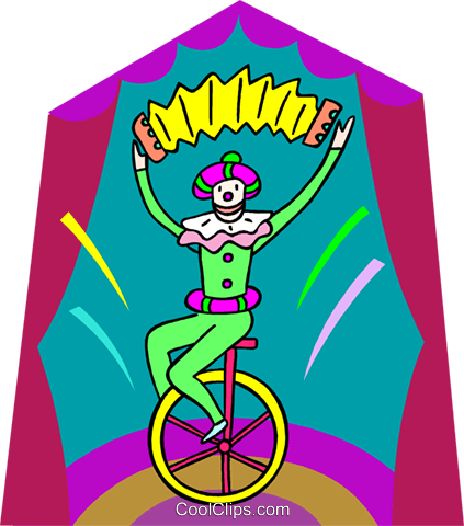 Clown With Accordion On Unicycle Royalty Free Vector (423x480), Png Download