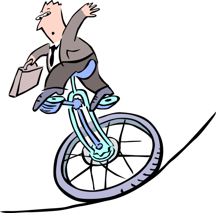 Vector Illustration Of Businessman Balancing On Unicycle - Hybrid Bicycle (711x700), Png Download