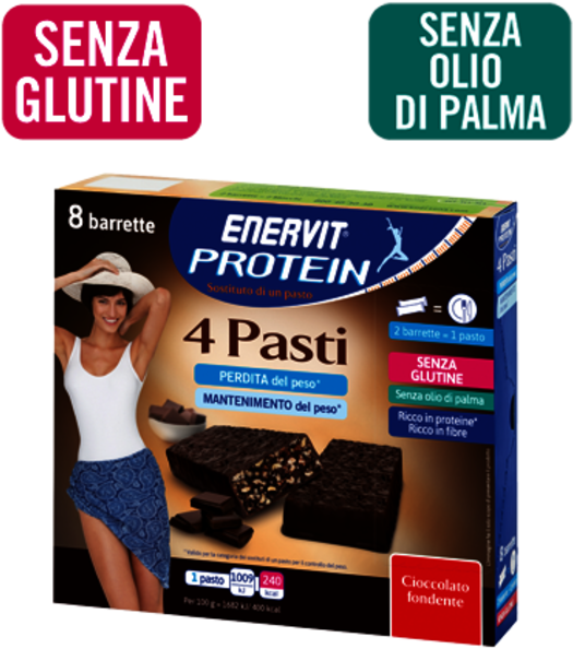 Sostituisci 2 Pasti Al Giorno Per Aiutarti A Perdere - Enervit Protein 4 Meals Dark & ​​white Gluten Free (680x757), Png Download