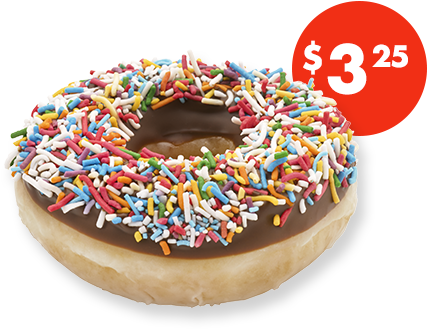 Glazed And Then Dipped In Chocolate Icing And Topped - Krispy Kreme Orlando Chocolate Iced With Sprinkles (970x510), Png Download