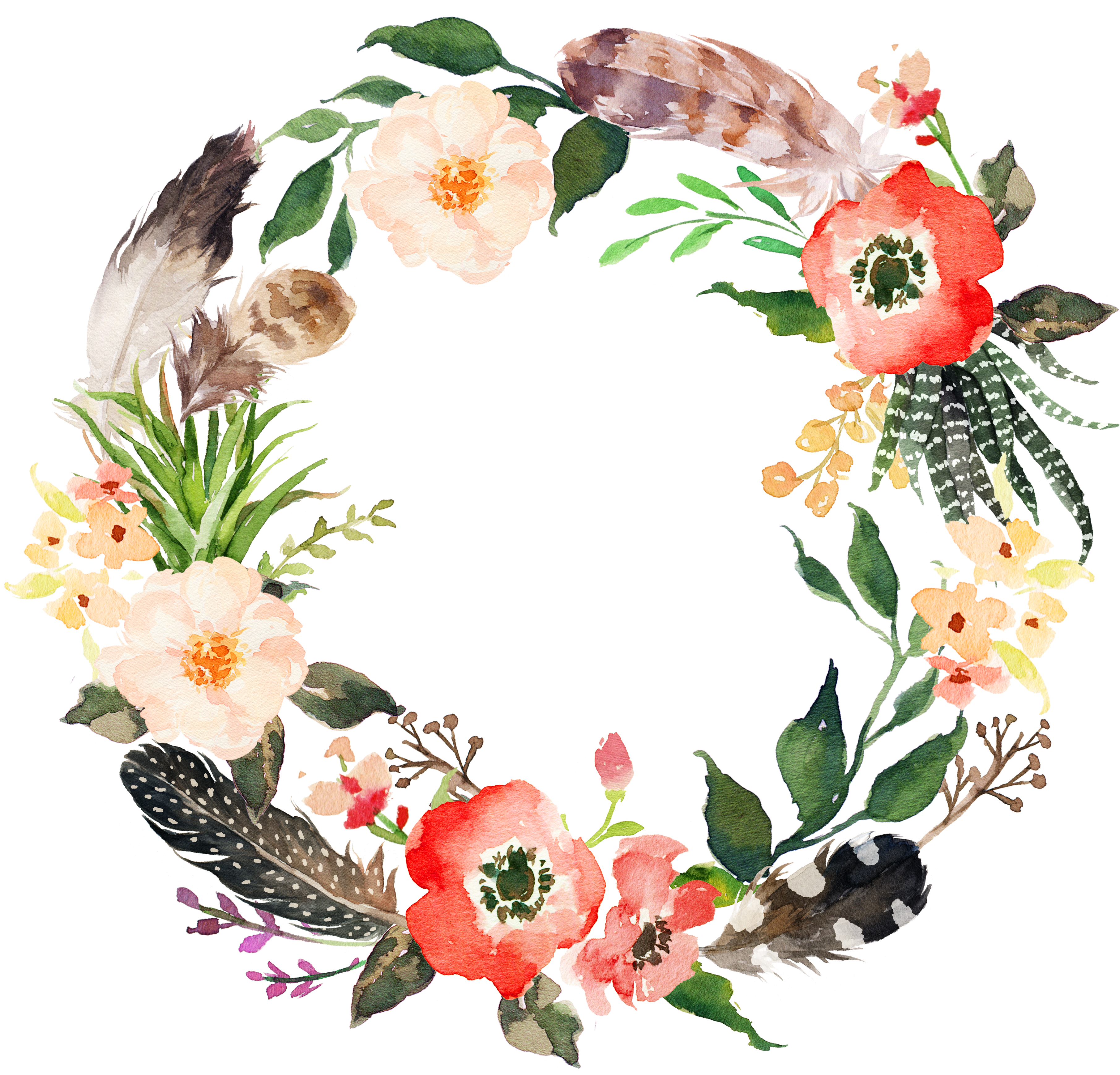 Invitation Wreath Watercolor Painting (3713x3541), Png Download