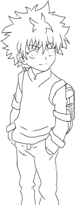 Killua Hunter X Hunter Line Art Uncolored By Zarondoel - Hunter X Hunter Leorio Drawing (480x848), Png Download