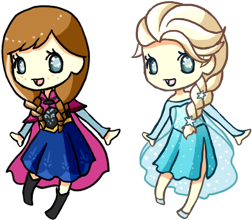 Anna Drawing Frozen Character - Imagenes De Elsa Y Anna Chibi (366x331), Png Download