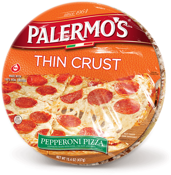 Our Varieties - Palermos Pizza, Thin Crust, Pepperoni - 15.4 Oz (600x605), Png Download