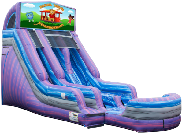 A 18ft Modular Daniel Tiger Purple Crush Waterslide - Water Slide (638x480), Png Download