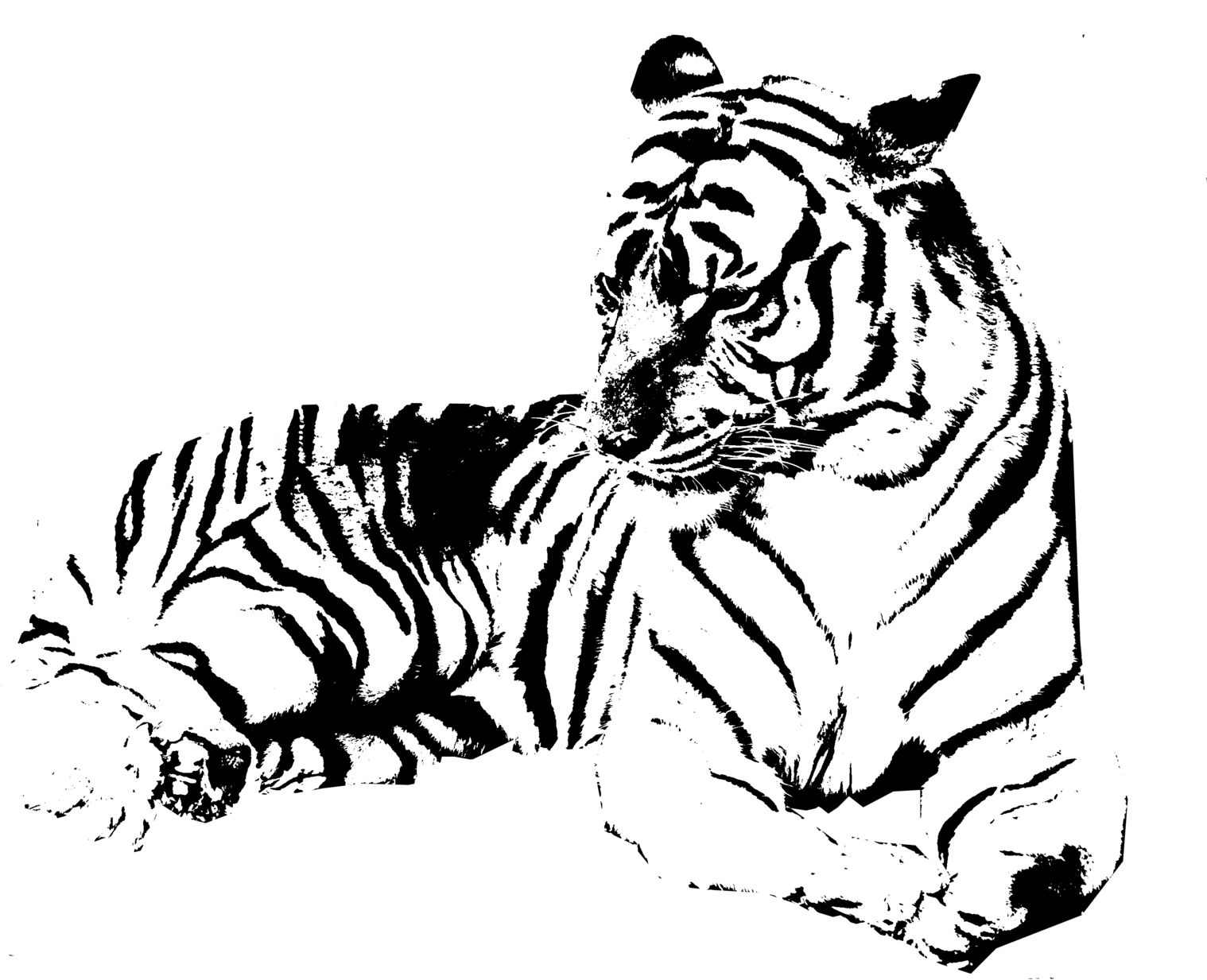 27 Images Of Tiger Template Leseriail Com - Tiger Stencil Art (1600x1246), Png Download