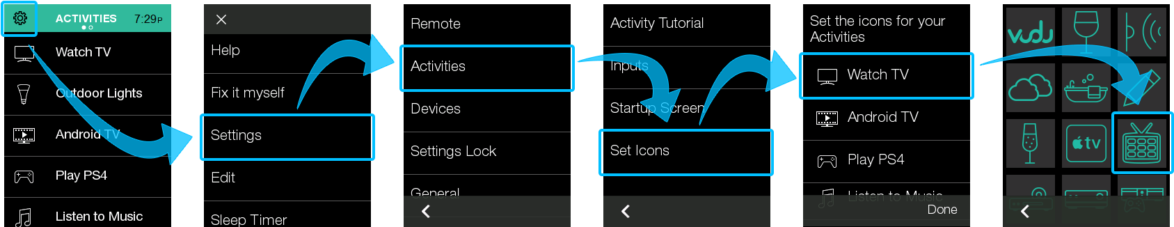 Change Activity Icons On Touch Remotes - Logitech Harmony Elite Background (1715x361), Png Download