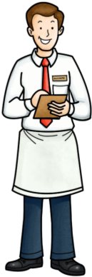 Waiter - Waiter Cartoon Png (420x420), Png Download