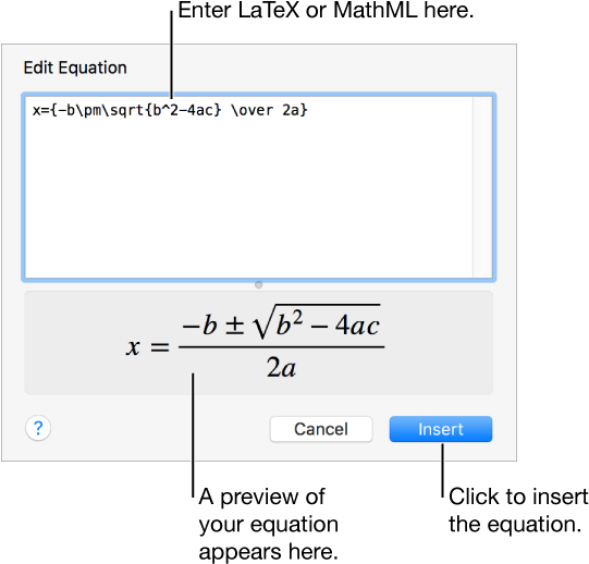 The Edit Equation Dialog, Showing The Quadratic Formula - Equation (546x528), Png Download