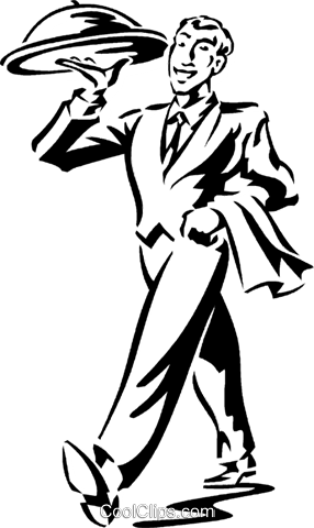 Waiter With A Serving Tray Royalty Free Vector Clip - Bandeja De Garçom Png (286x480), Png Download