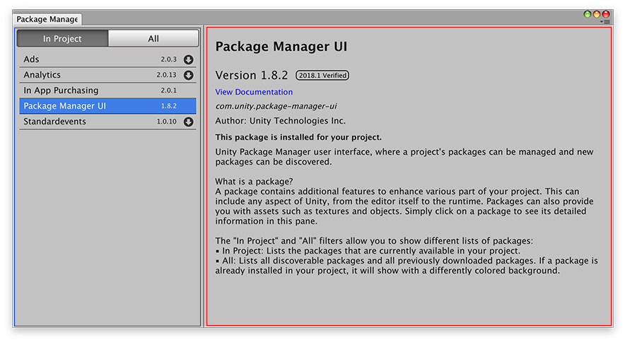 Unity Package Manager - Package Manager Window Unity (884x484), Png Download