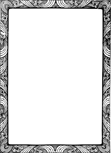 Decorative, Flowers, Frame, Ornate - Victorian Border Black And White (465x640), Png Download