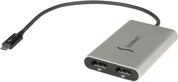 Thunderbolt 3 To Dual Displayport Adapter - Sonnet Thunderbolt 3 To Dual Displayport Adapter (600x500), Png Download