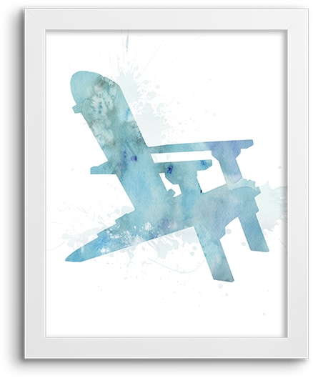 Watercolor Silhouette ~ Adirondack - 19" Square Coastal Wash Blue Adirondack Chair (800x800), Png Download