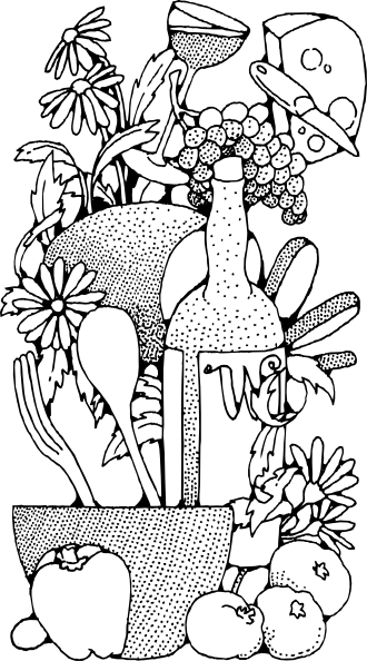 Food Clip Art At Clker - Italian Food Clip Art Black And White (330x594), Png Download