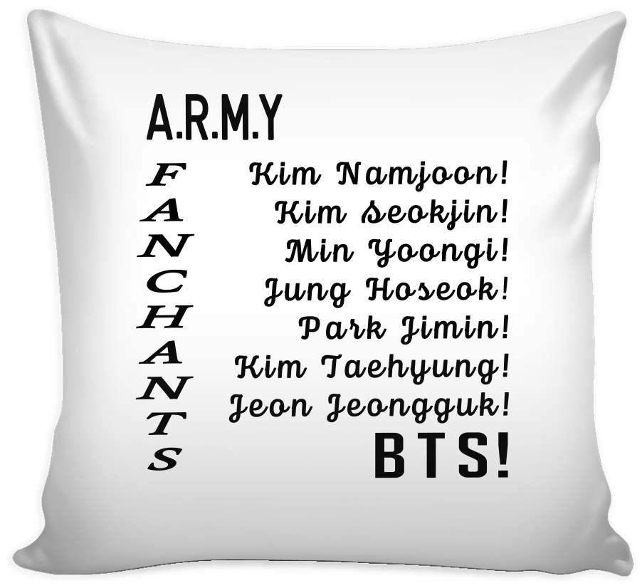 Bts Army Fanchants - Transparent Pillow Cute Png (1024x1024), Png Download