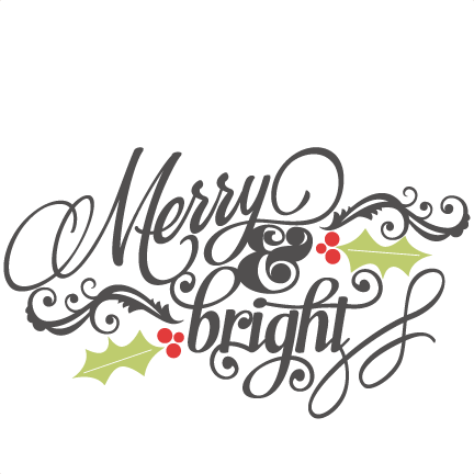 Merry & Bright Svg Scrapbook Phrase Christmas Cut Outs - Merry And Bright Png (432x432), Png Download
