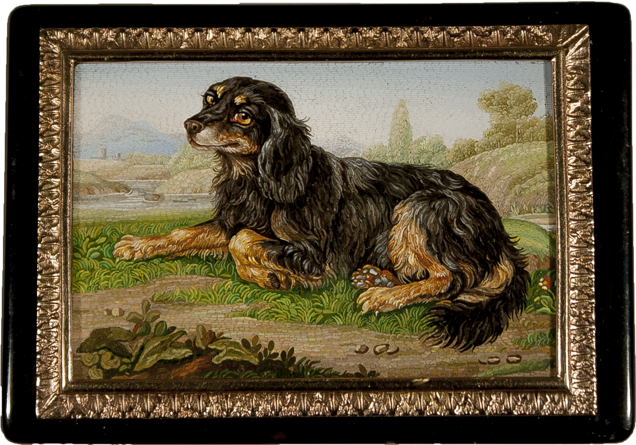 Cavalier King Charles Spaniel Micromosaic Snuff Box (2466x1764), Png Download