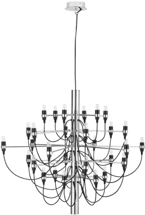 Products/2289597 Gino Sarfatti Chandelier Silver 1-2 - Lustre Chandelier 2097 Metal Chrome 30 Lightbulbs (459x480), Png Download