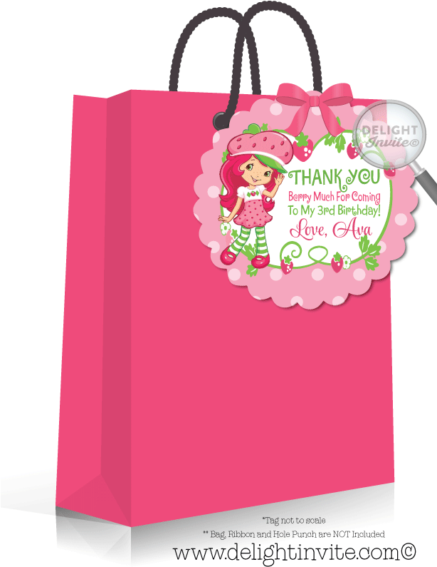 Strawberry Shortcake Birthday Party Favor Tags - Birthday Invitation Strawberry Shortcake (613x822), Png Download