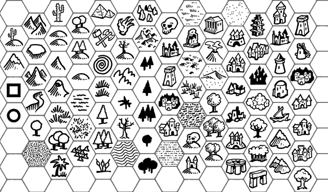Public Domain Hex Icons - Fantasy Map Icon Set (640x375), Png Download