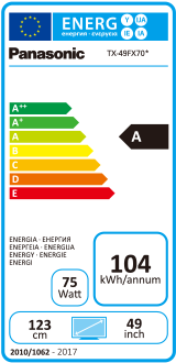 Tx-49fx700b Energy Label - 50" Panasonic Tx-50dx800e Television (613x460), Png Download