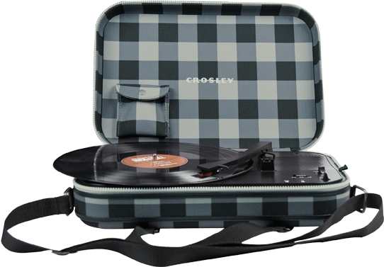 Messenger Turntable In Grey & Black Checkerboard Design - Crosley Radio Messenger Turntable, Blue (640x510), Png Download