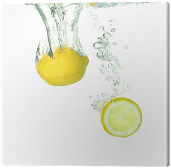 Cuadro En Lienzo Limón Y Una Rodaja De Limón Que Cae - Lemon (400x400), Png Download
