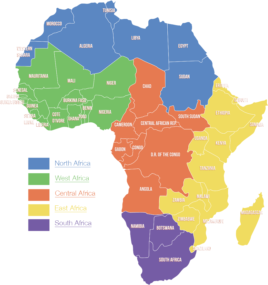 Political Map Of Africa Regions (947x1012), Png Download