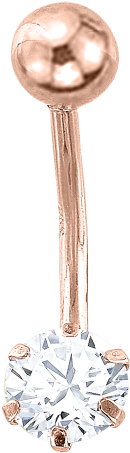 Belly Piercing In Red Gold - 1.55 Ct Forever One Moissanite Round Micro Pave Engagement (402x750), Png Download