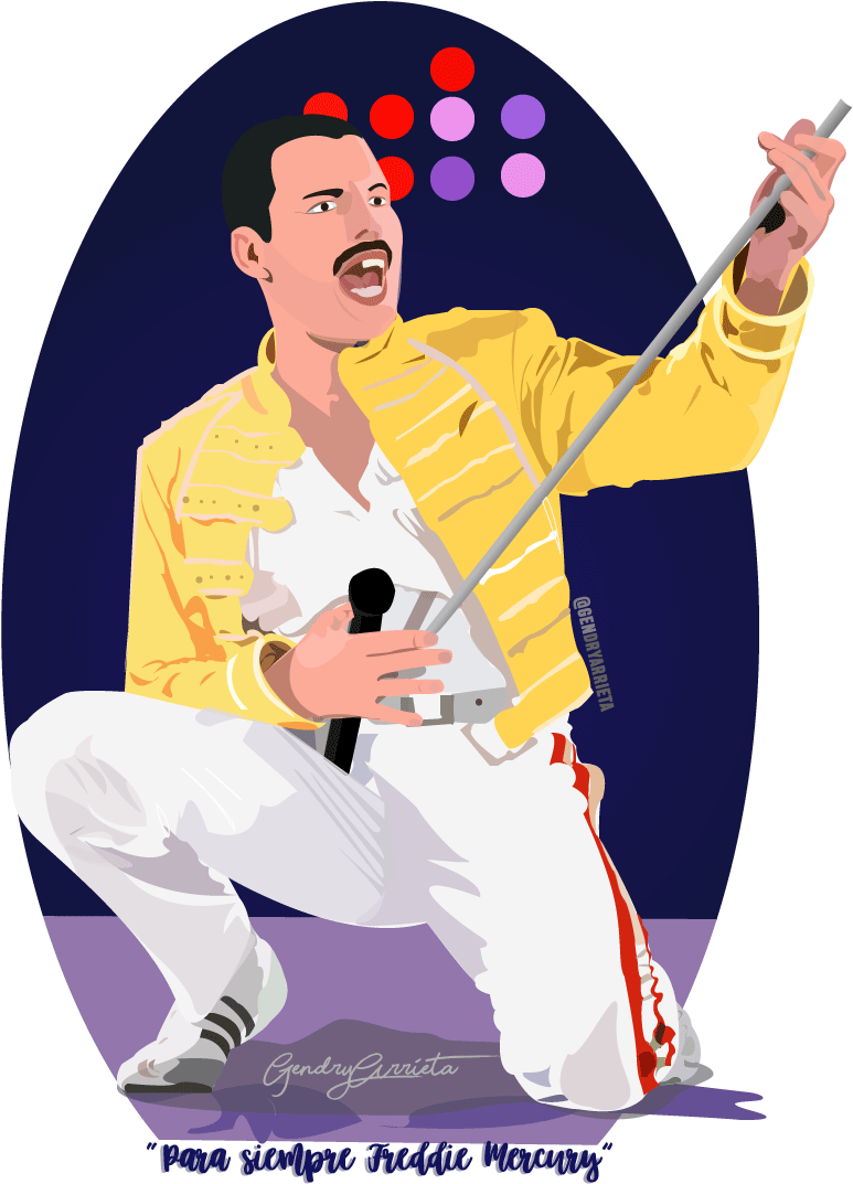 Freddie Mercury Ilustracion (800x1280), Png Download