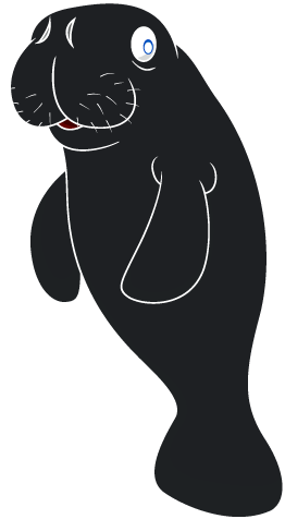Manatee All Black - Black Manatee (300x510), Png Download