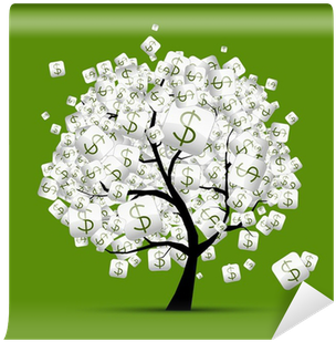 Money Tree Concept With Dollar Signs For Your Design - Cabochons Verre, Cabochons En Verre, Rond,20mm, Arbre (400x400), Png Download