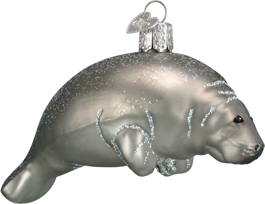 Old World Christmas Manatee Glass Blown Ornament (1000x1000), Png Download