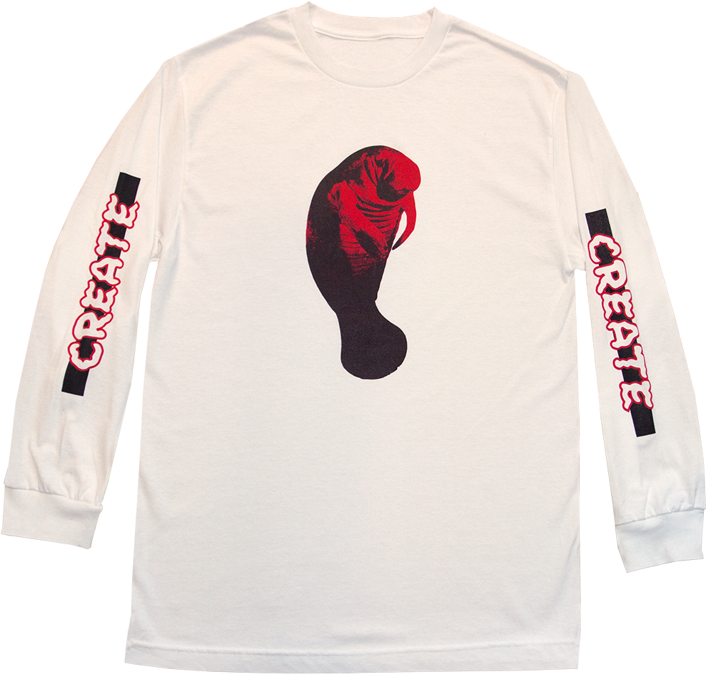 White Manatee - Long-sleeved T-shirt (1024x1024), Png Download