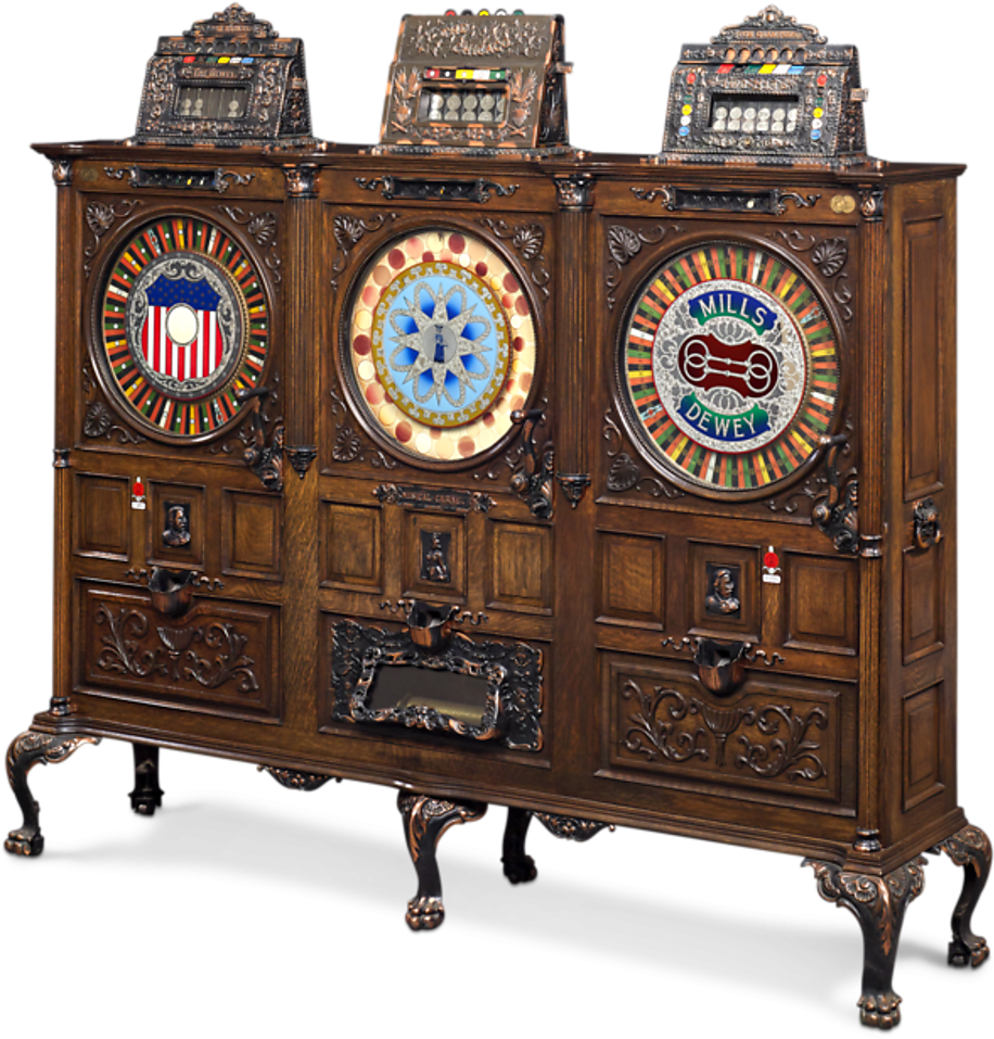 The Mills Dewey-chicago Triplet Slot Machine - Slot Machine (1351x1080), Png Download