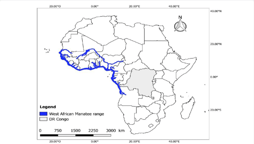 Map Showing The Distribution Range Of The West African - Africa Map (850x481), Png Download