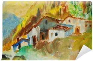 Old Houses In Spanish Village, Illustration, Painting - Kemal Bilbaşar Denizin Çağırışı (400x400), Png Download