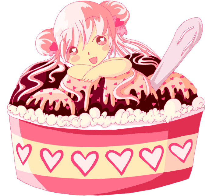 Cupcake - Ice Cream Girl Chibi (1024x745), Png Download