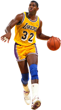 Magic Johnson - Magic Johnson Signed Dribbling Up Court 8x10 (384x384), Png Download